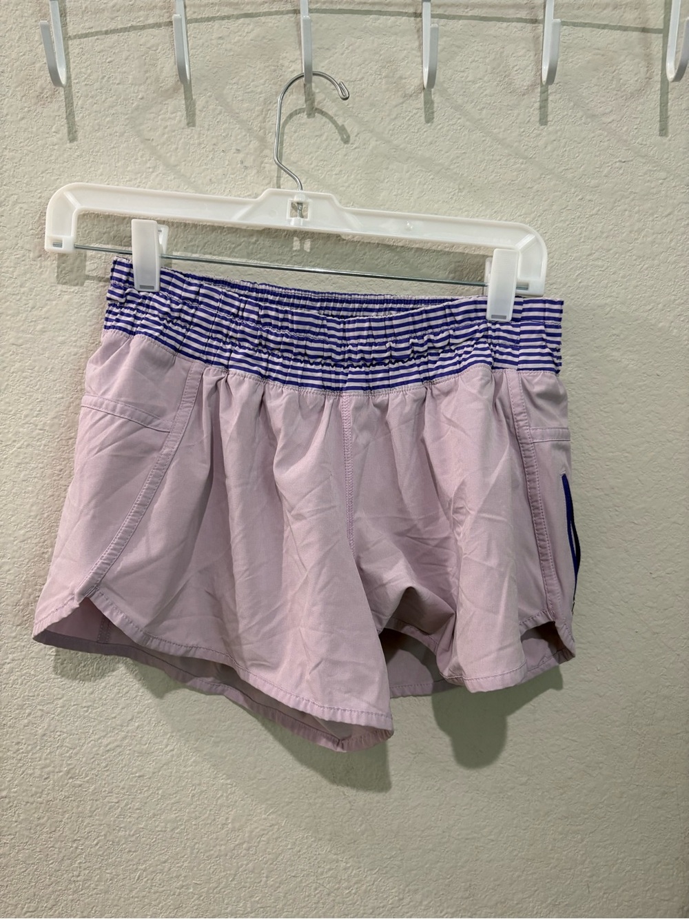 lululemon athletica Light Pink Athletic Shorts with Striped Waistband